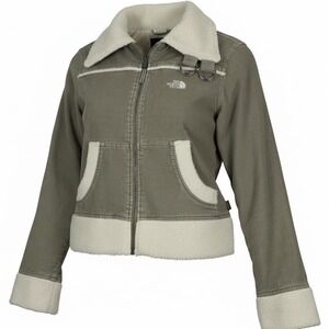 Vintage Y2K North Face Corduroy Sherpa Jacket Womens Small Cropped Fleece Lined